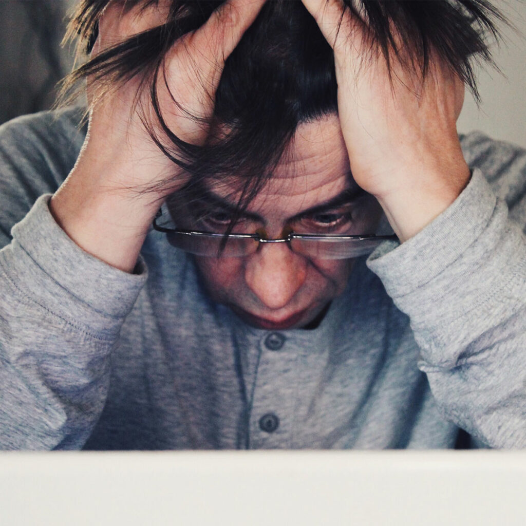 Man frustrated and stressed